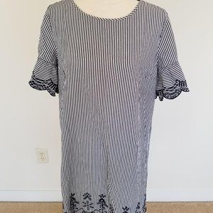Loft Lace trimmed striped dress- Size M